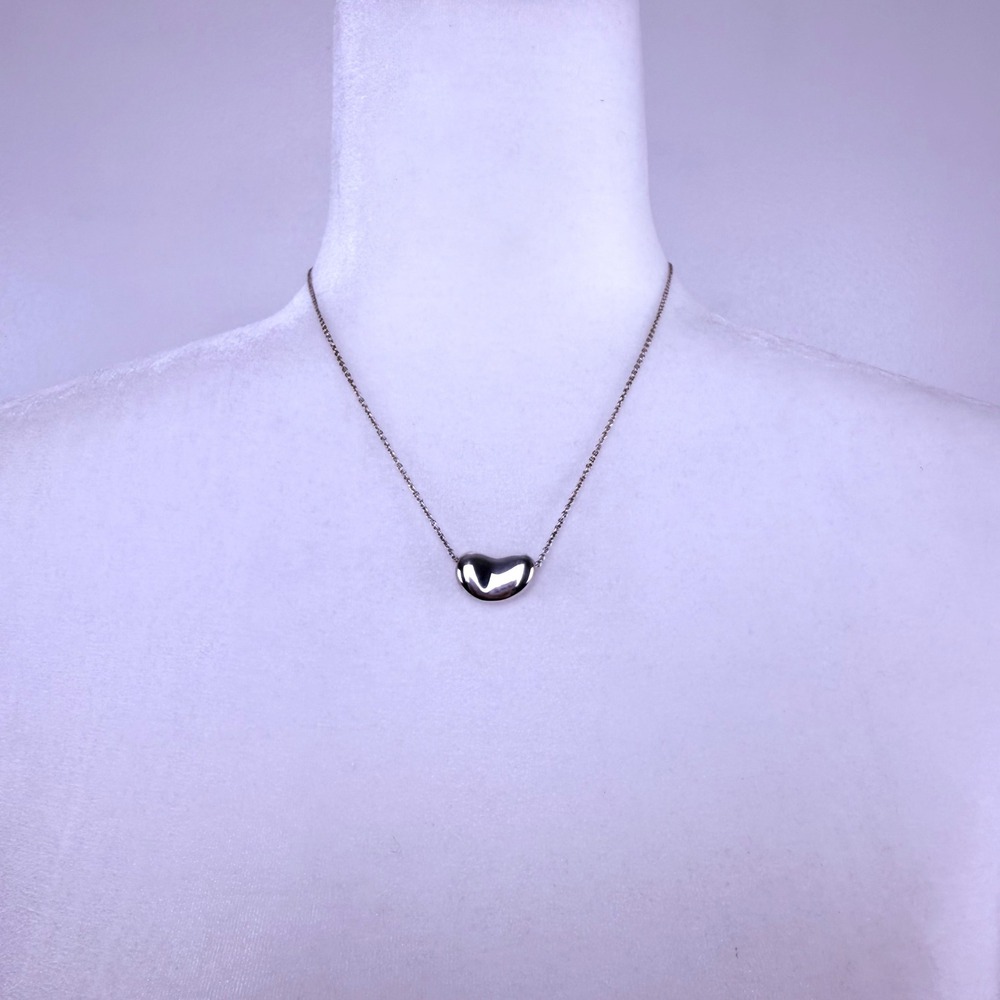 Tiffany & Co Bean Necklace 20 mm Sterling Silver 925 Elsa Peretti Minimalist